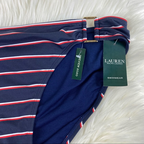 Lauren Ralph Lauren Dylan Stripe Navy Hipster Bikini Bottom Size 16 NWT - Picture 5 of 7